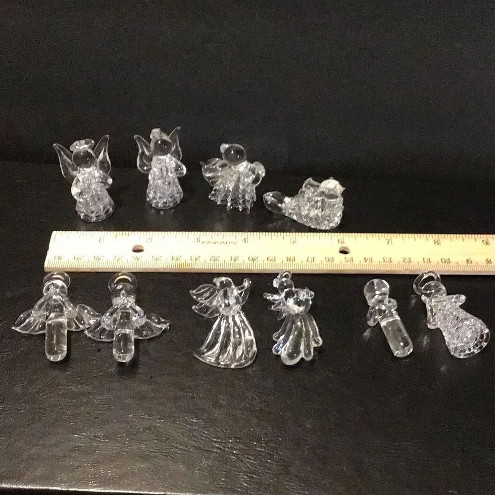 Ornaments little hand blown glass angels Angels Bird 11 in all, two missing the